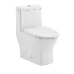 MacKenzie 1-Piece 14 in. Rough-in 1.1/1.6 GPF Dual Top Flush Round Toilet in Glossy White