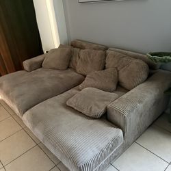Oversized Corduroy Double Chaise Sofa