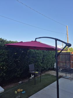 10" FT Offset Cantilever Market Umbrella Patio Color: Red Base Included 