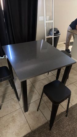 Marble top Dinning table with 4 bar stools