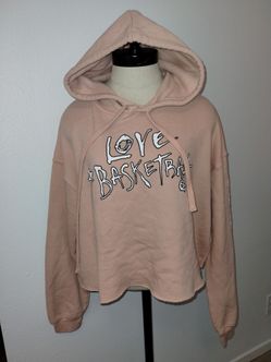 Love & Basketball Movie Women's Pink Cropped Pullover Hoodie Size Large