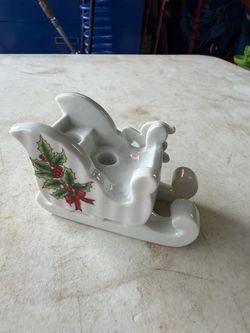 Ceramic Christmas Sleigh Candle Holder