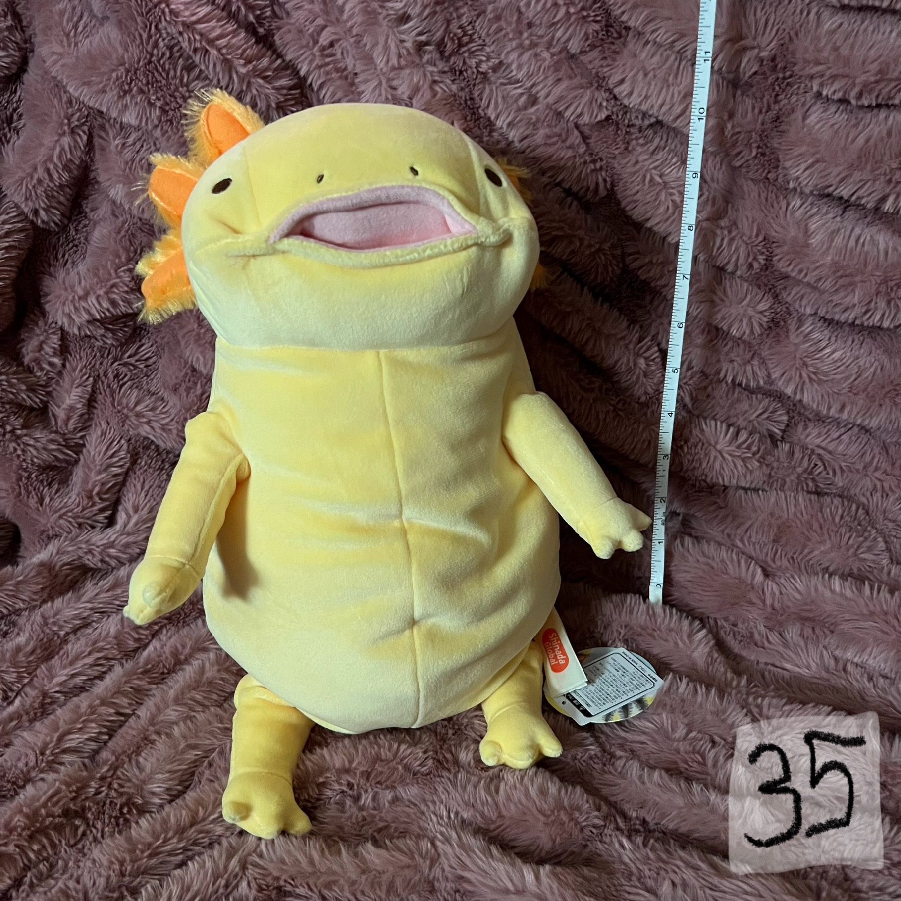 Yellow Axolotl Shinada Global Japanese Plush Stuffed Animal