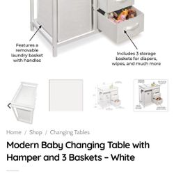 Changing Table With Drawers And Laundry Basket 