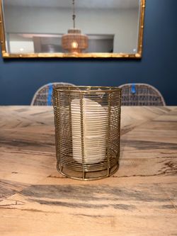 Gold Wire Mesh Candle Holder