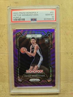 Victor Wembanyama 2023 Prizm Monopoly Purple Wave RC PSA Gem 10