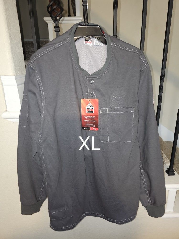 BULWARK FRC IQ SERIES CONFORT LIGHT WEIGHT GREY PULL OVER SHIRTS