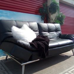 Black Leather Futon 