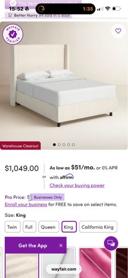 Brand New King Tilly Upholstered Bed