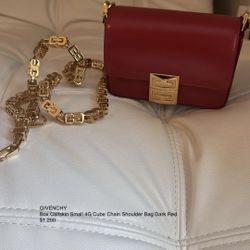 GIVENCHY Box Calfskin Small 4G Cube Chain Shoulder Bag Dark Red