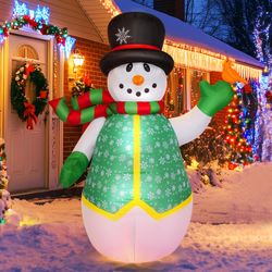 NEW Christmas Green Coat  Snowman Airblown Inflatable