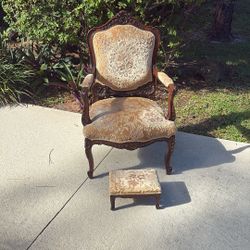 Antique Chair With Ottoman, Solid, and In Great Condition