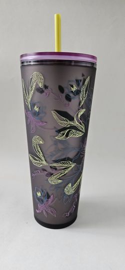 Beautiful authentic Starbucks 2024 release winter floral cold cup 24 oz  venti tumbler cold cup. This multicolored tumbler has a deep eggplant brown  ba for Sale in Parsippany-troy Hills, NJ - OfferUp