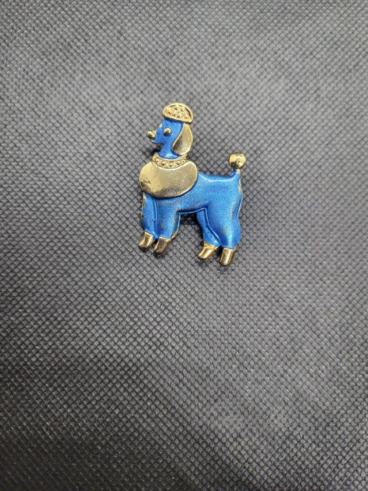 Blue Poodle Brooch