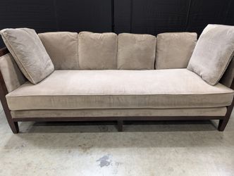 Bernhardt Light Brown Wood Trim sofa Kid & Pet friendly