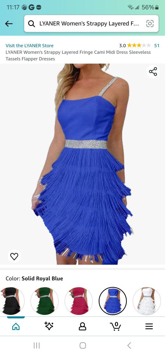 LYANER Women's Strappy Layered Fringe Cami Midi Dress Sleeveless Tassels Flapper Dresses

 Royal Blue Size LARGE