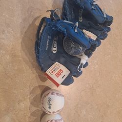 Teeball Gloves And Baseballs