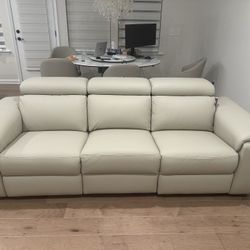 Nicoletti Home Genuine Leather Power Reclining 3 seat Sofa