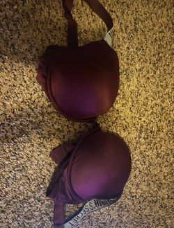 Victoria’s Secret Burgundy Push-Up Bra | Rhinestone Straps | 32D