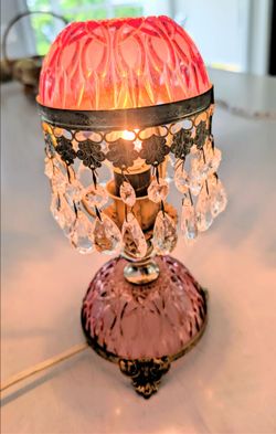 Vintage Pink Cranberry Glass Lamp