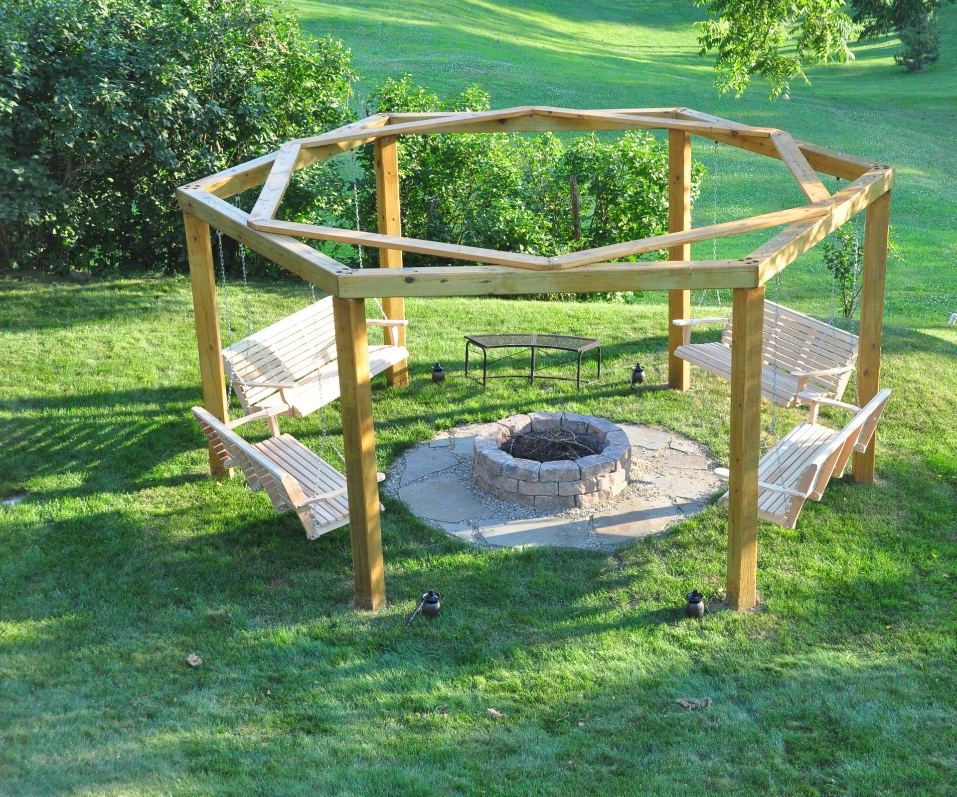 Fire pit and swings