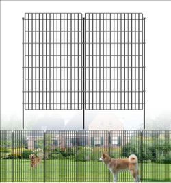 New Metal Garden Fence 48 in x 25.3 ft, Tall Outdoor Dog Fence with Stakes