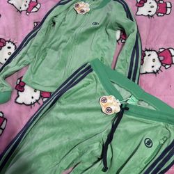 Green & Blue BodyByRaven velour Tracksuit