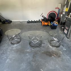 (3) Three Piece Glass Table Set 