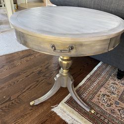 Antique Vintage Round Accent Table Refurbished End Table Foyer 