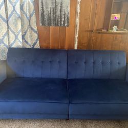 Velvet Blue sofa/ futon 