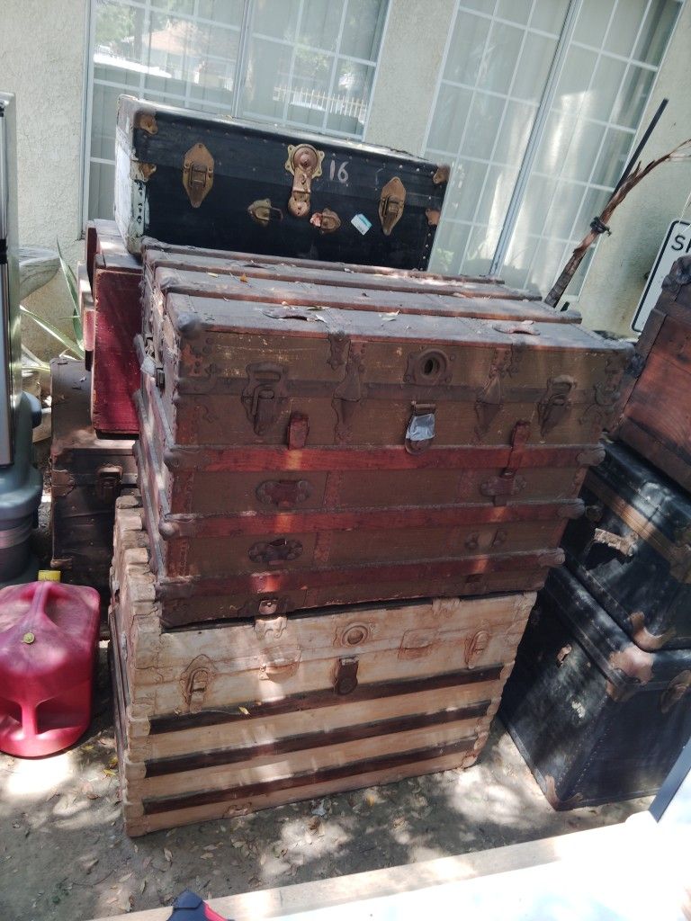 Assorted Steamer Trunks Chests Foot Lockers  $60 To $80 Each