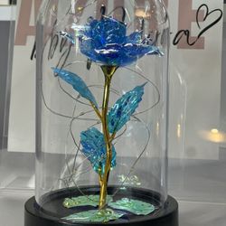 Blue Rose In Glass Dome