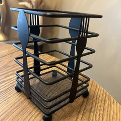 Kitchen utensil holder - black metal - fork spoon