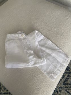 White Organic Linen Tailored Pants - XS