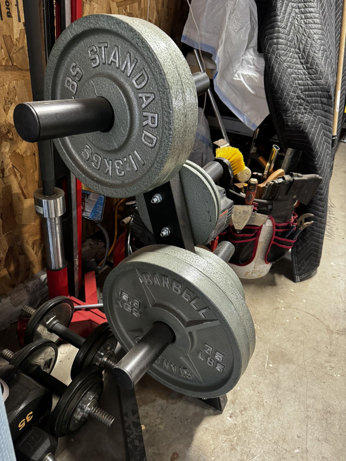 155 Pound Olympic Weight Set With Bar And Stand