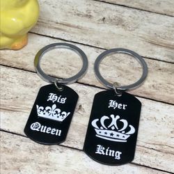 2pc Couples King Queen Keychain Set