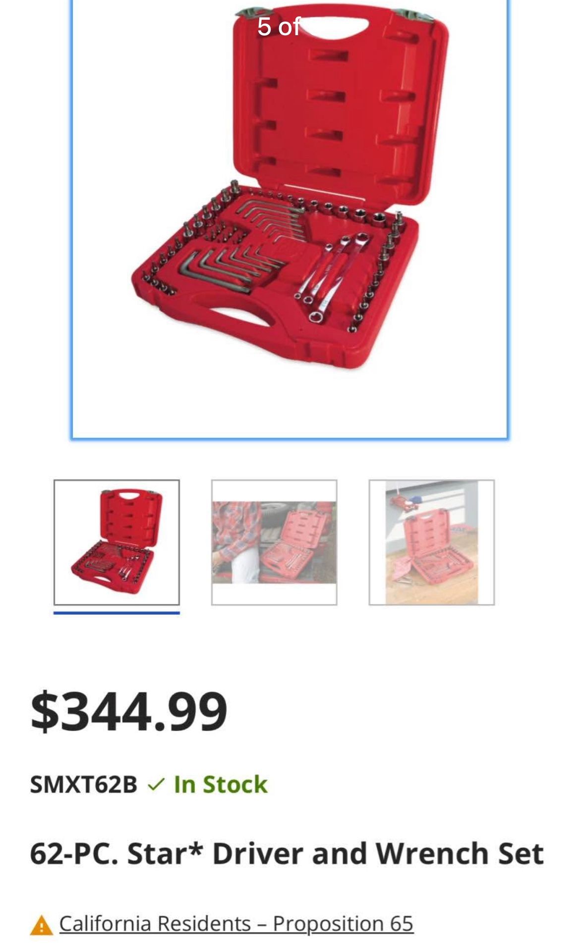 Mac tools smxt62b torx star driver and wrench set 62 piece with case