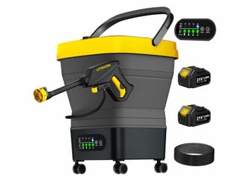 Brand New Litekon Portable Cordless Washer, 2x5.0Ah Battery, 4 Adjustable Model with 4.5Gal Tank 10FT Hose, 6-in-1 Nozzle for Car Washer,Patio,Camping
