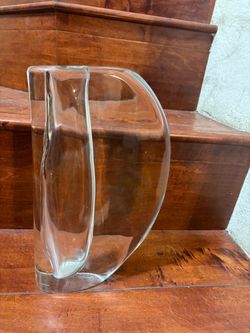 Vintage Cenedese Murano Italy Signed Clear Art Glass Modernist Pocket Vase