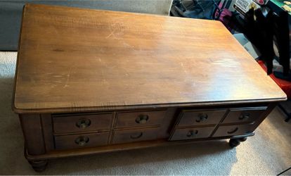 Wooden Coffee Table with Drawers