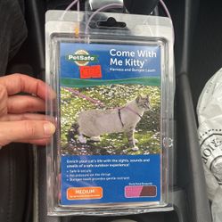 New! Cat Harness & Leash - Medium - Dusty Rose & Burgundy