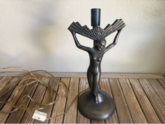 Antique Bronze Art Deco Lady Lamp