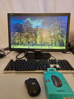 Lenovo ThinkVision E2223s Monitor with Keyboard and Logitech M240 Mouse