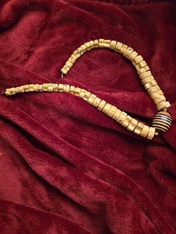 Beaded Necklace with Striped Focal Bead