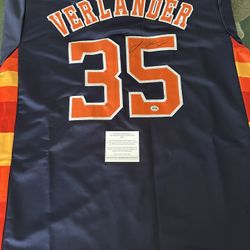 JUSTIN VERLANDER SIGNED HOUSTON ASTROS CUSTOM JERSEY- AUTOGRAPHED W/COA XL 555