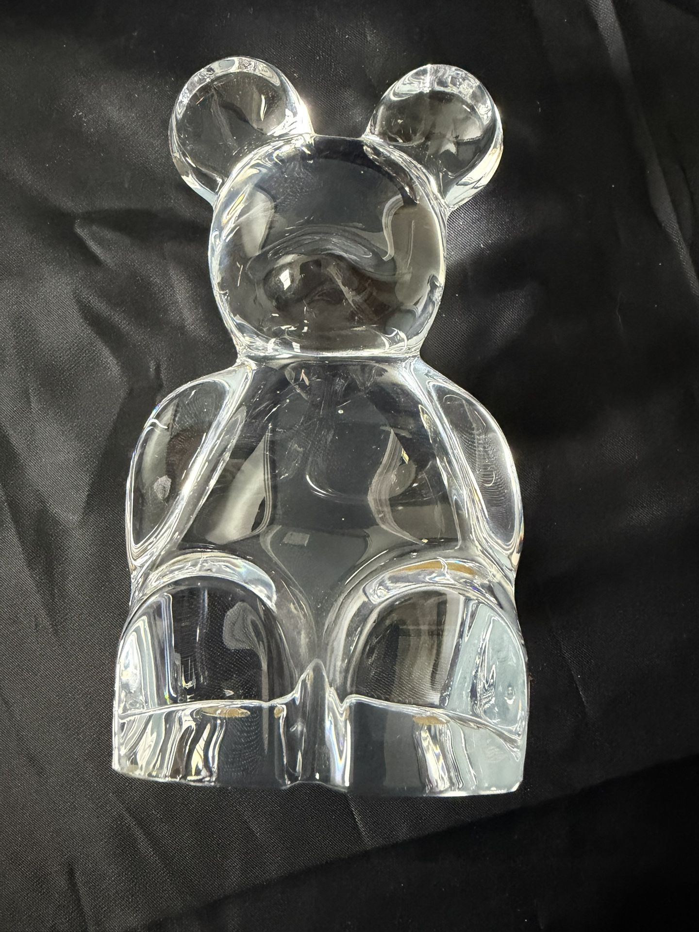 ORREFORS Clear Crystal Glass Teddy Bear Paperweight Sweden