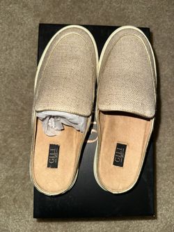 Gold Tan Canvas Slides