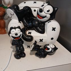 Felix The Cat Cookie Jar And Salt And Pepper Shakers 