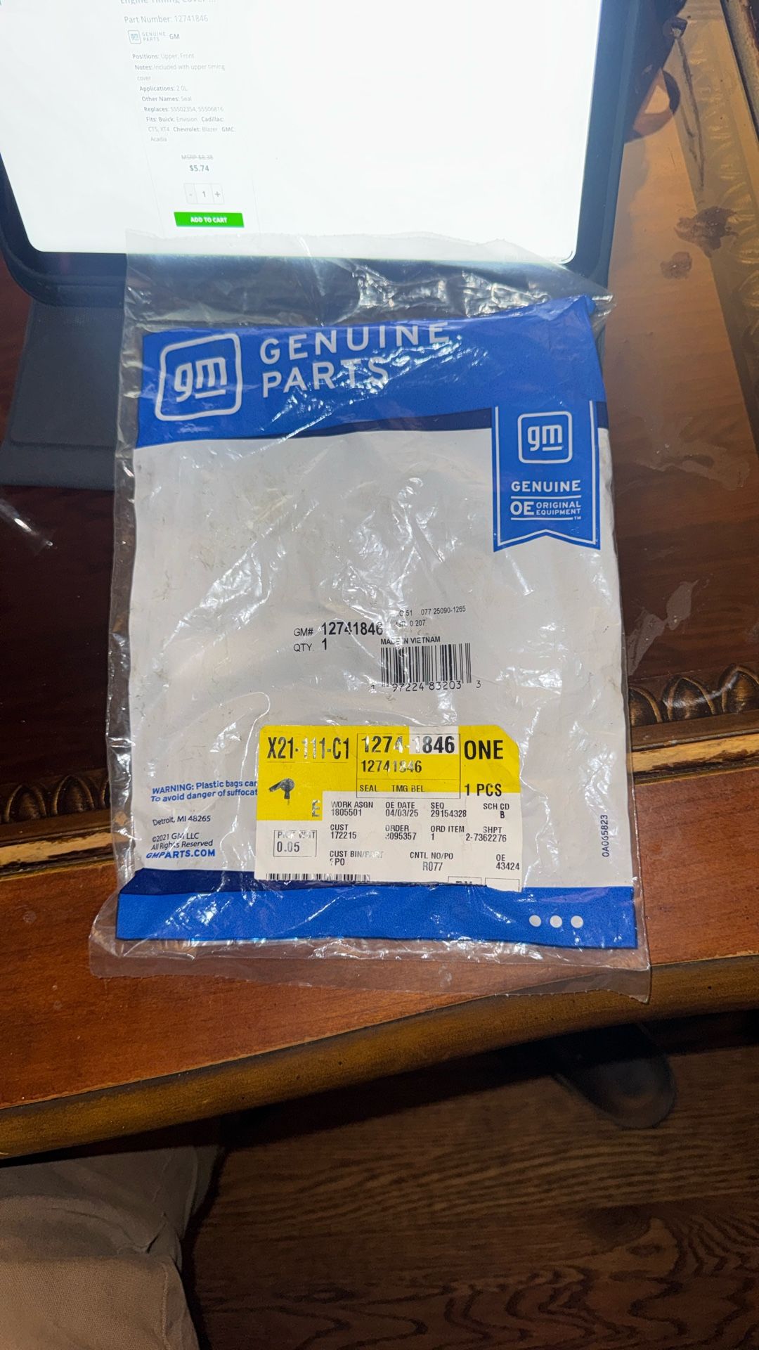 GM engine timing cover gasket