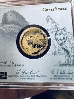 Armenian Noah's Ark 1g Gold Coin AU 999.9